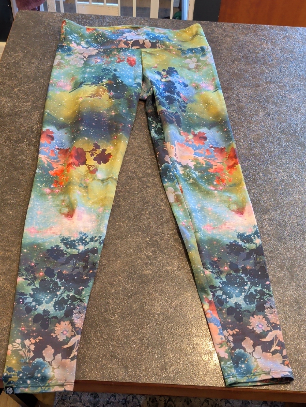 Onzie Girls Floral Galaxy Print Leggings in Green, Blue, Pink